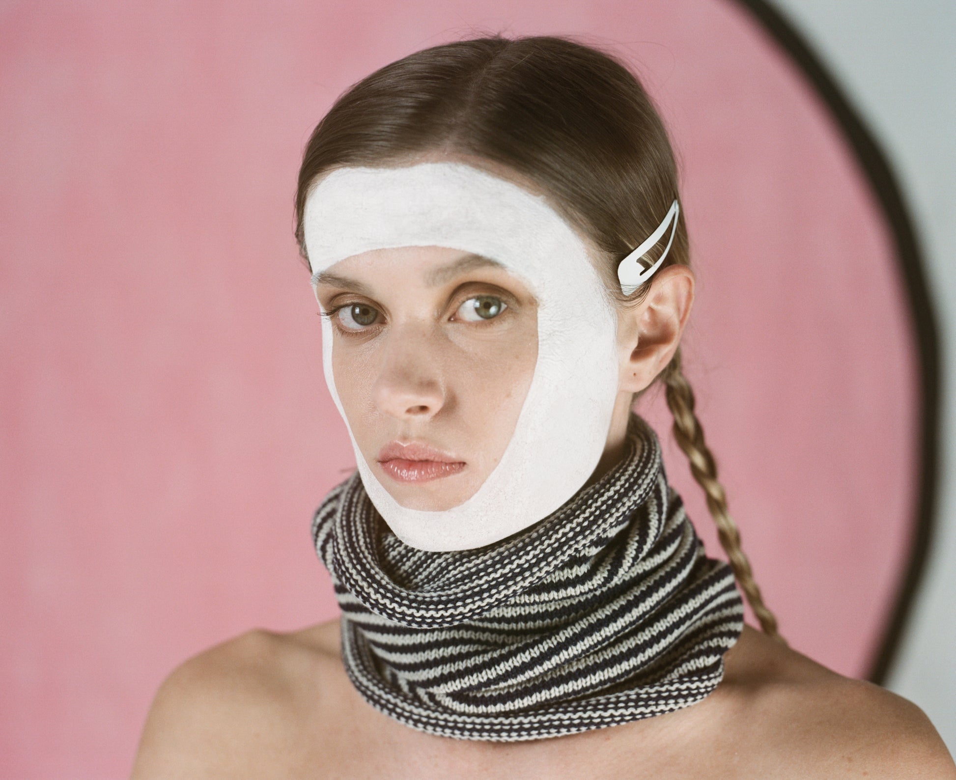 Stripy snoods in navy & oatmeal