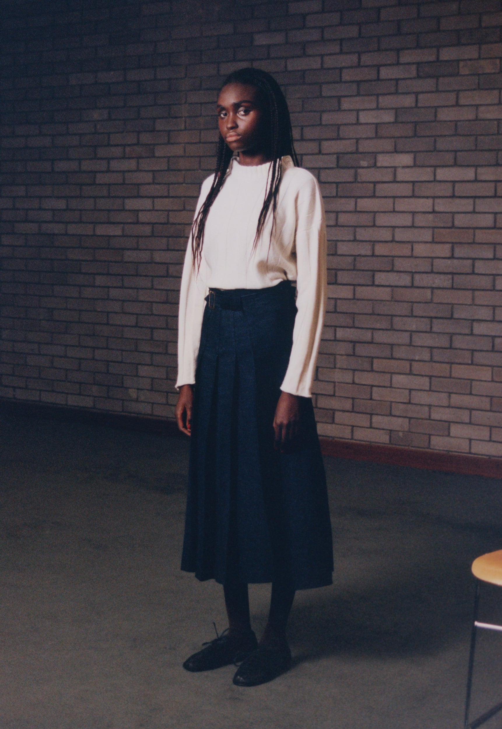 Wide-rib sweater in ecru