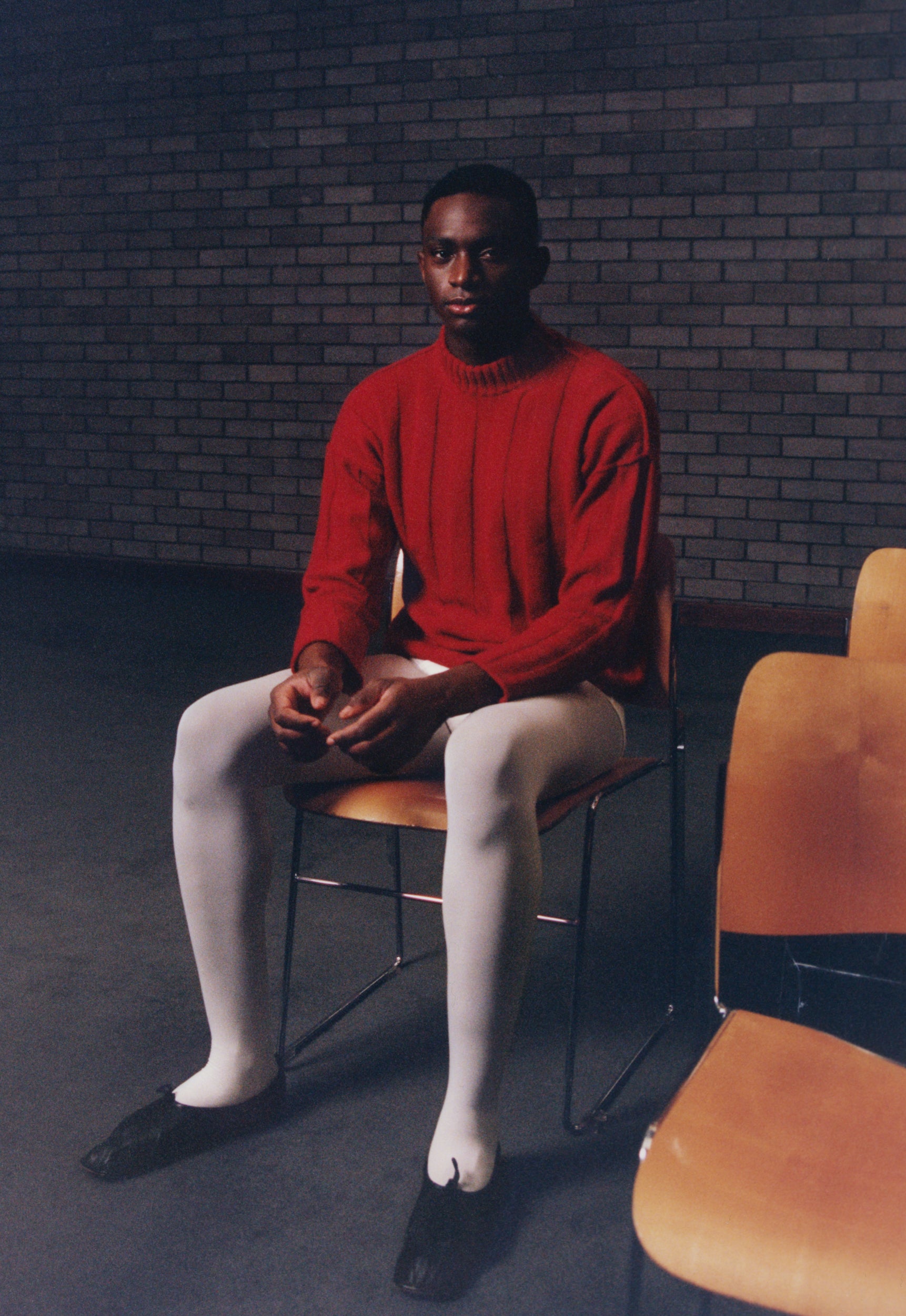 Wide-rib sweater in red