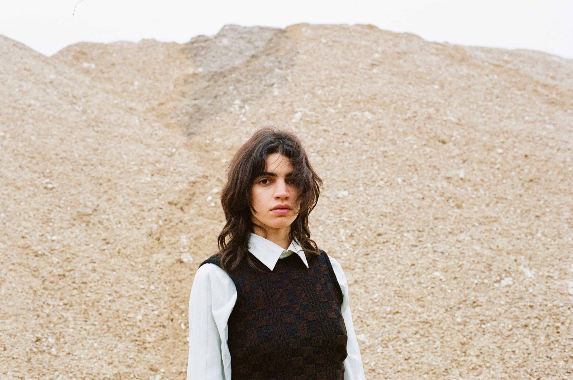 Brown & Black grid vest