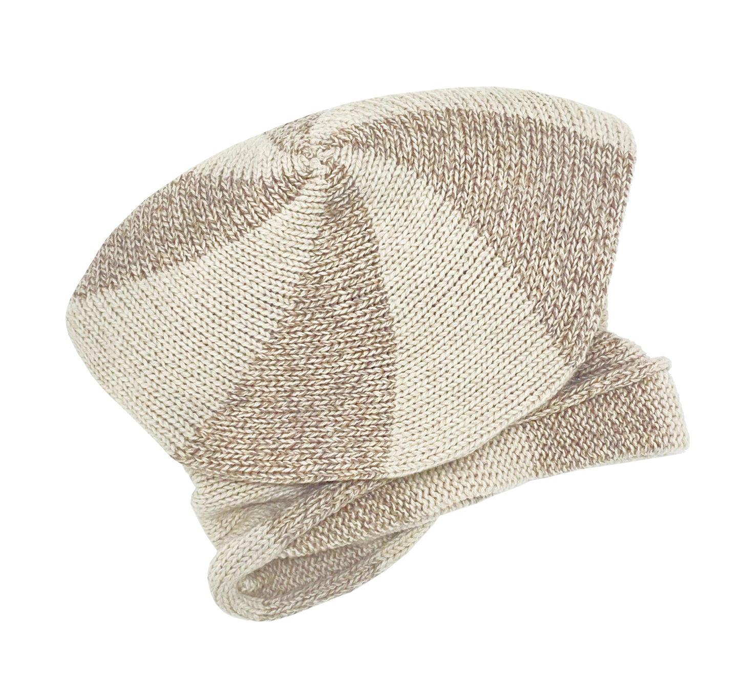 Spiral sack hat in tweed beige & cream