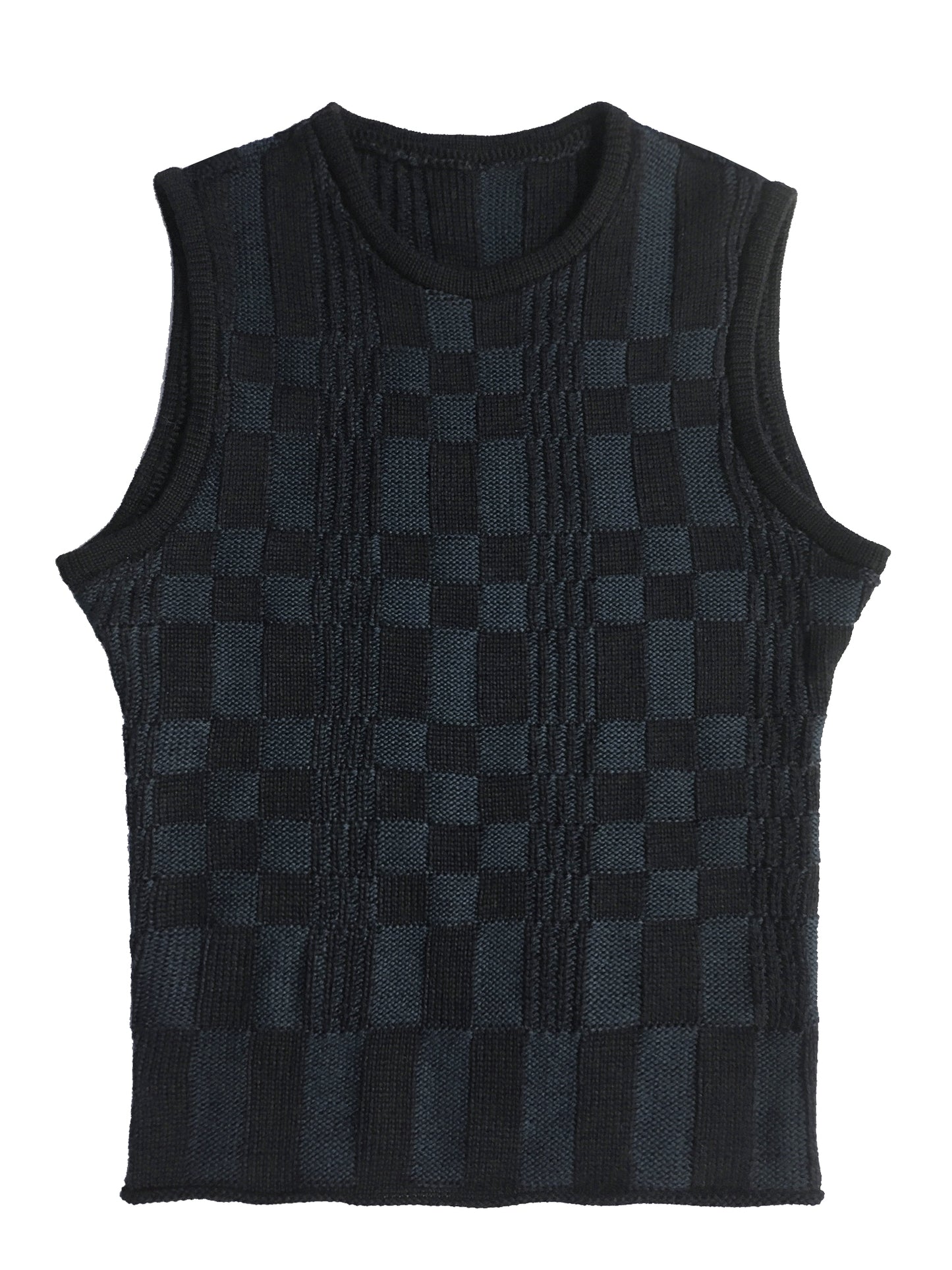 Grid vest in Navy & black