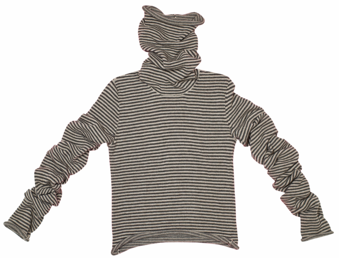 Stripy DoubleSnood Top in grey & oatmeal