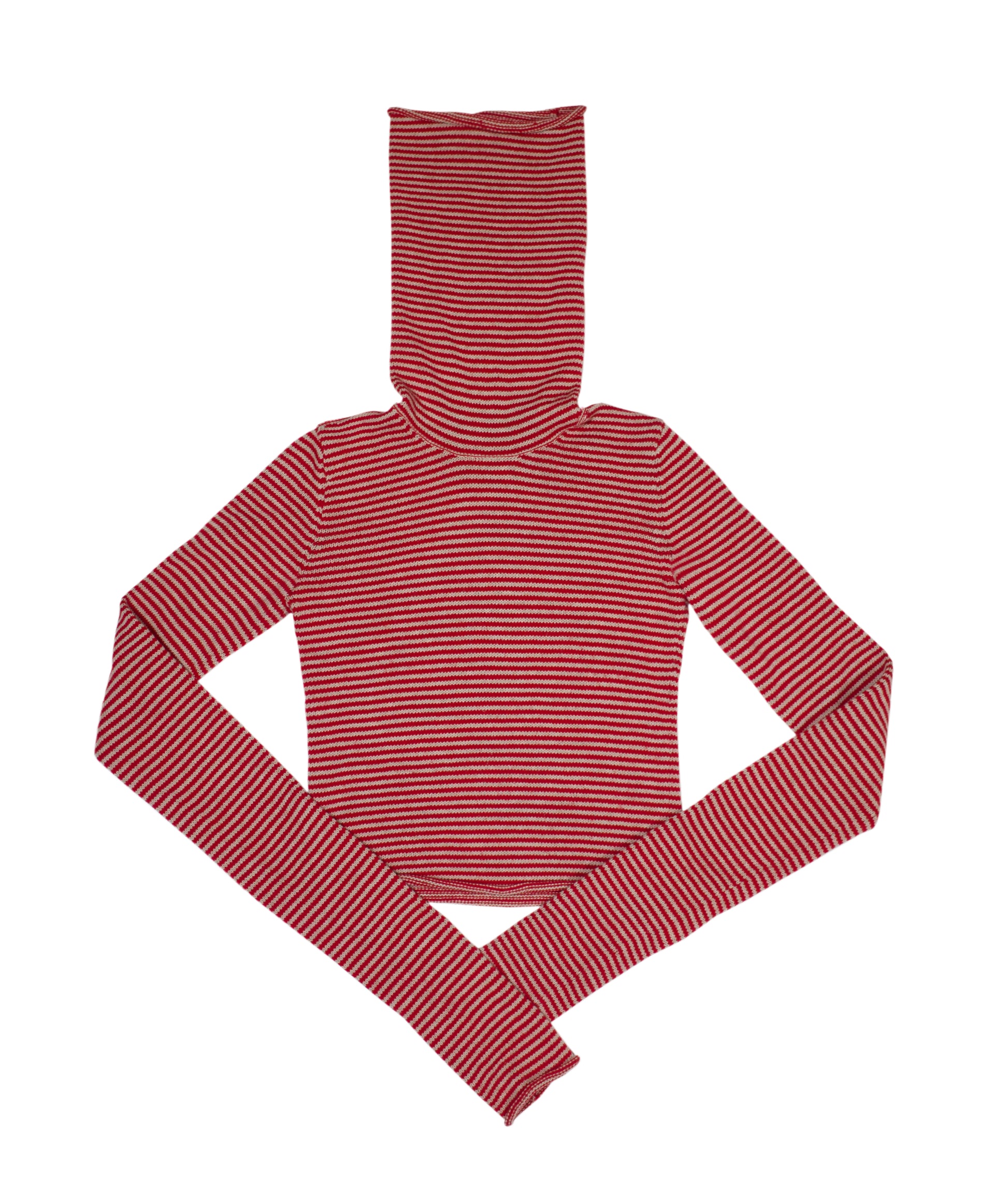 Stripy DoubleSnood Top in red & oatmeal