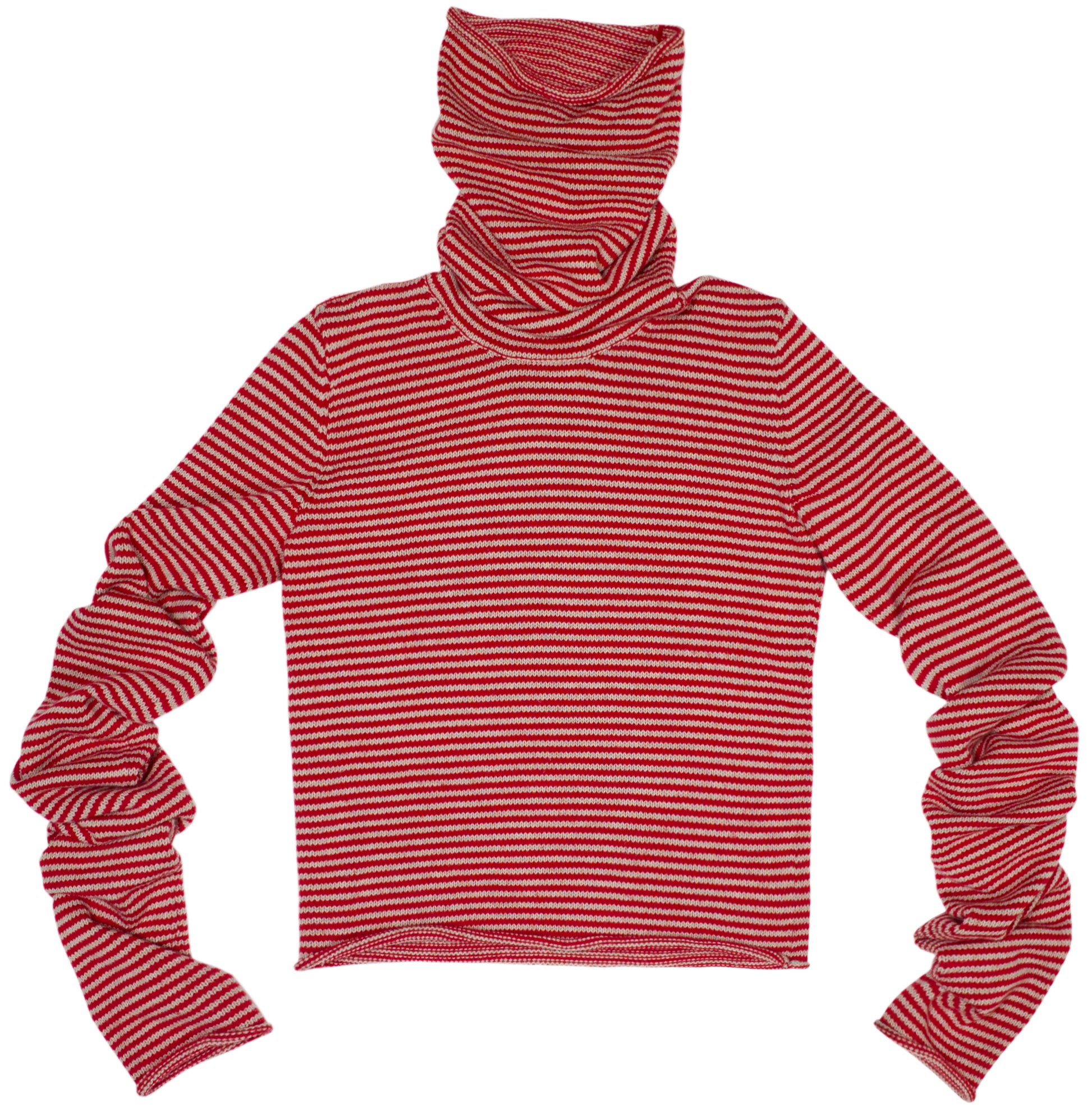 Stripy DoubleSnood Top in red & oatmeal