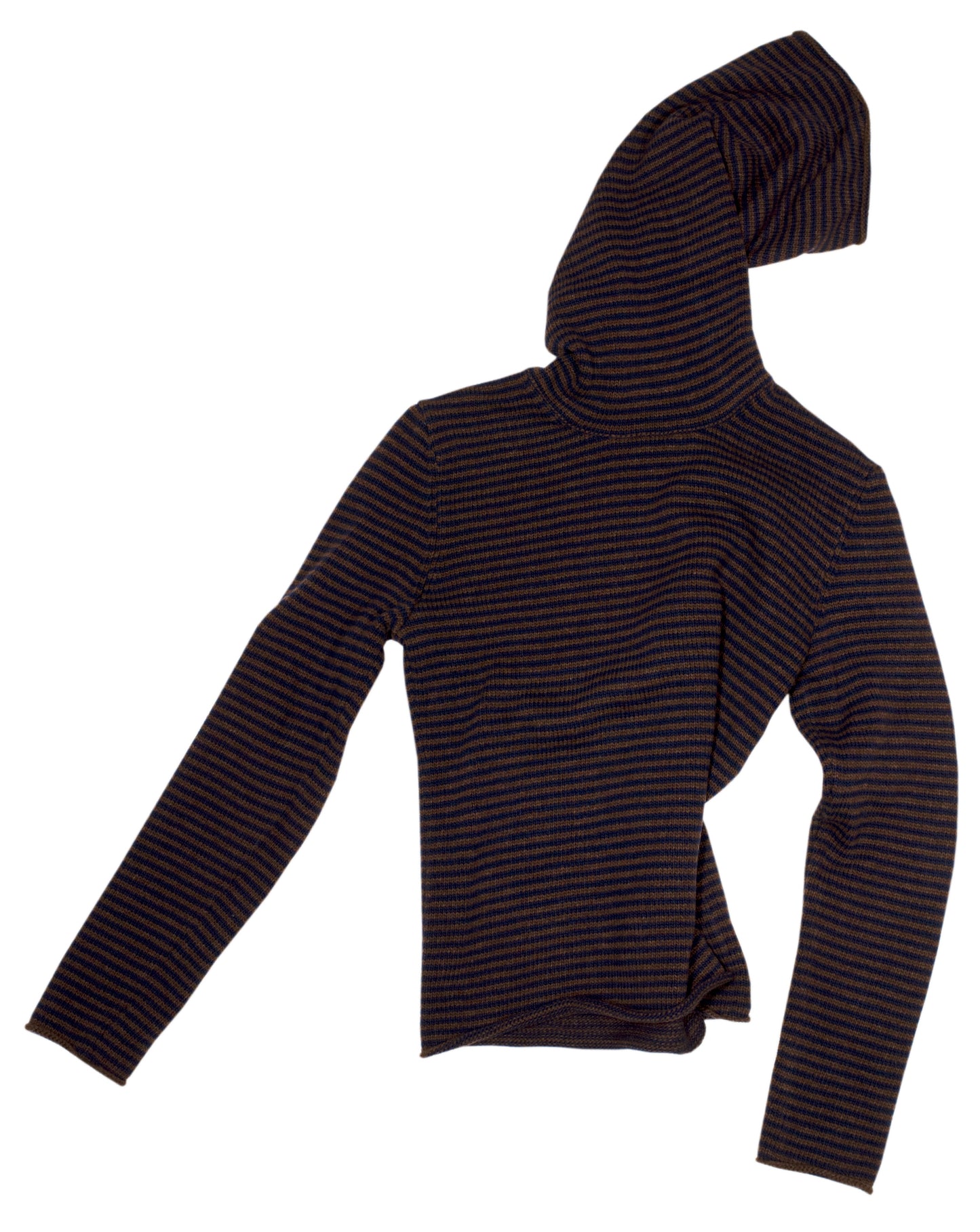 Stripy snood sweater in brown & navy
