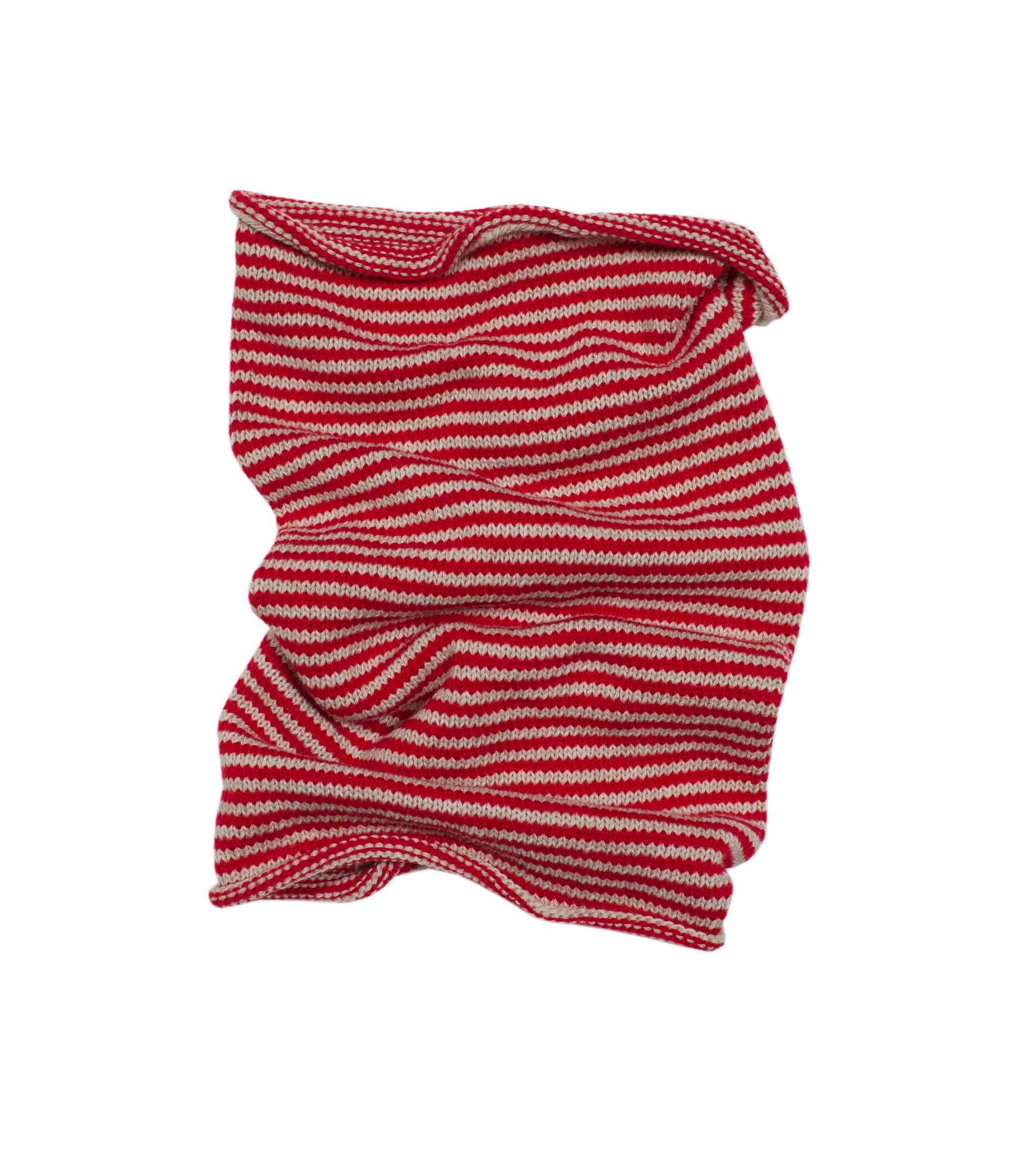 Stripy snoods in red & oatmeal