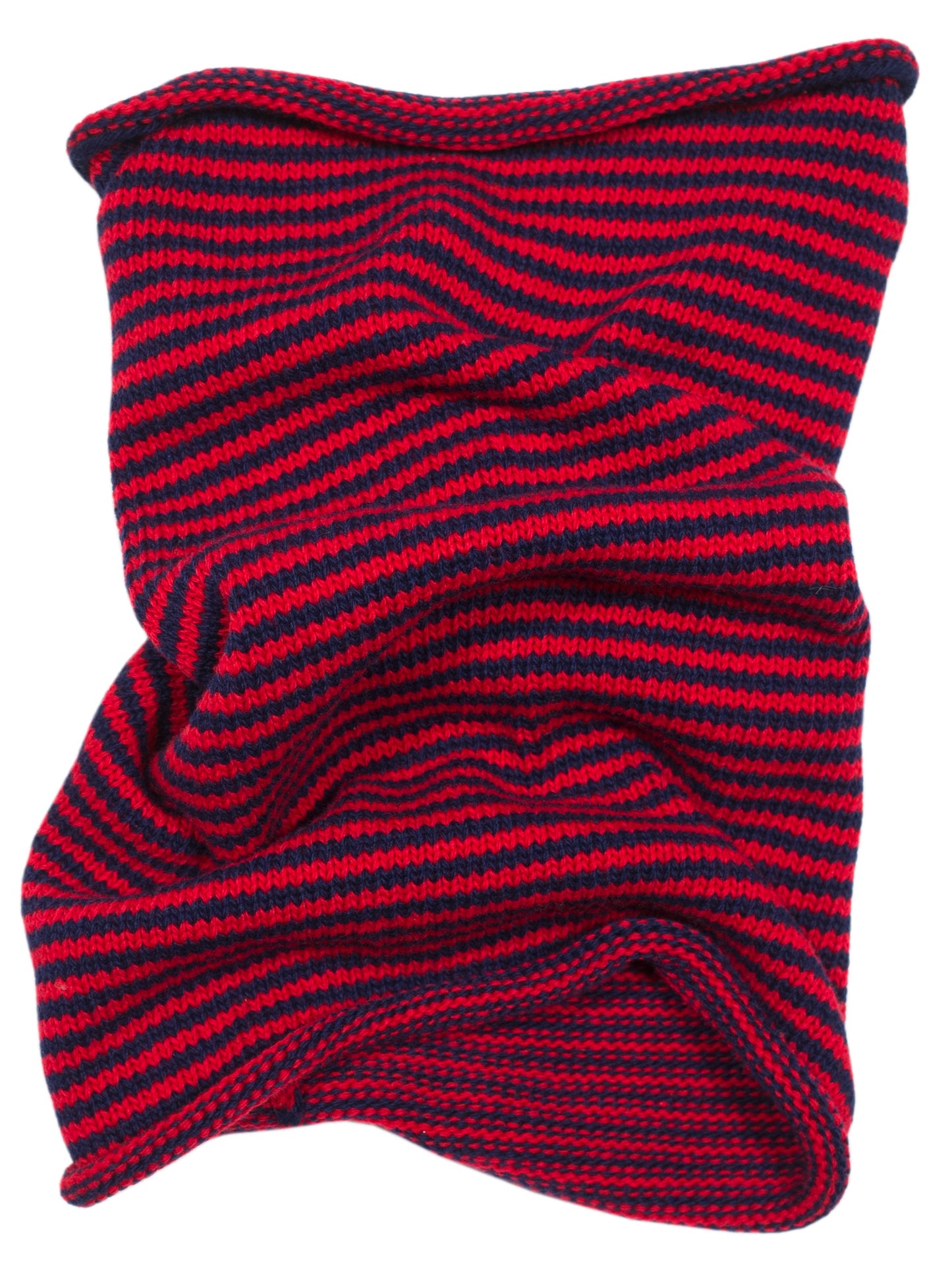 Stripy snoods in red & navy