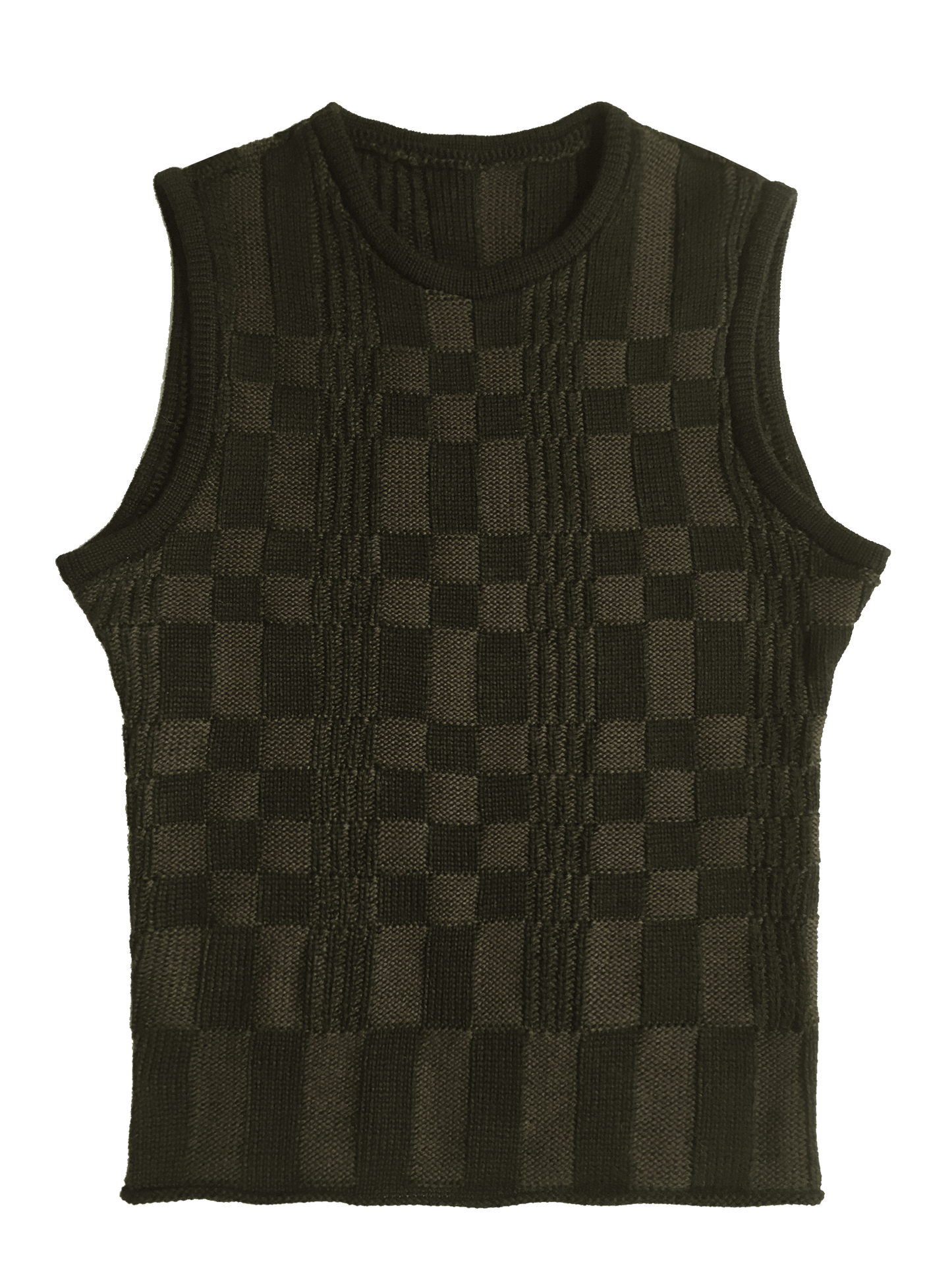 Grid vest in olive & black