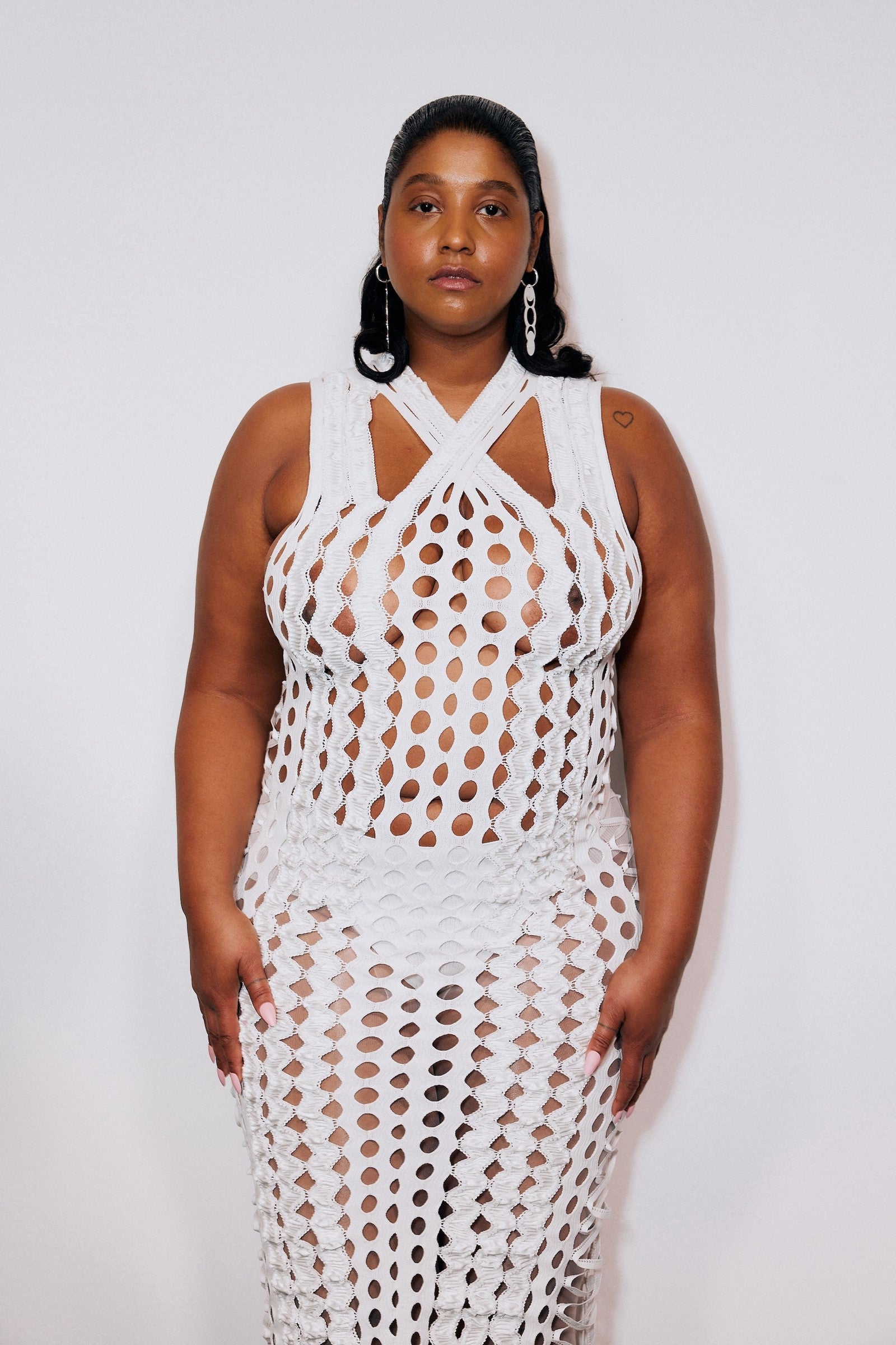 Shibari knitted white dress. Consulting for Sinead O'Dwyer