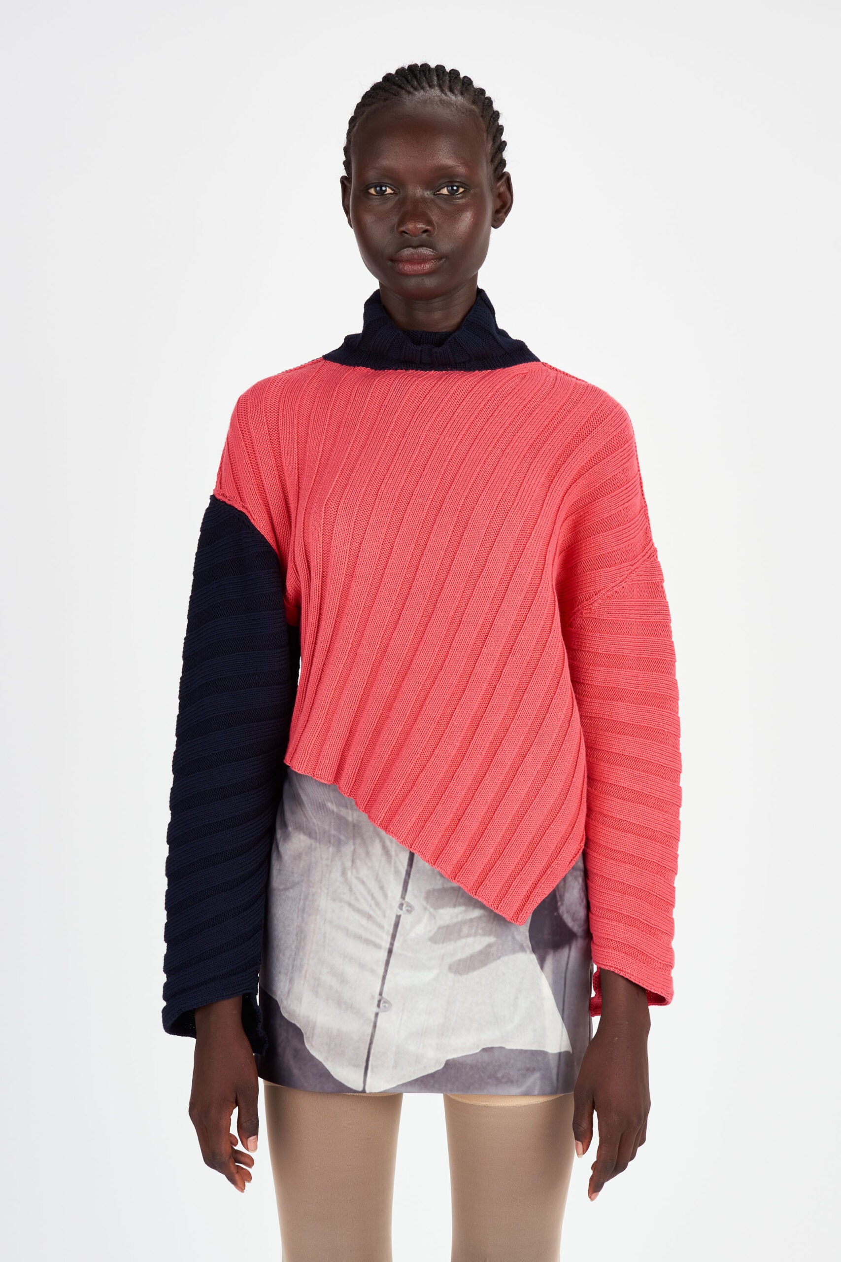 Rib knit asymmetrical sweater consulting for Elliss