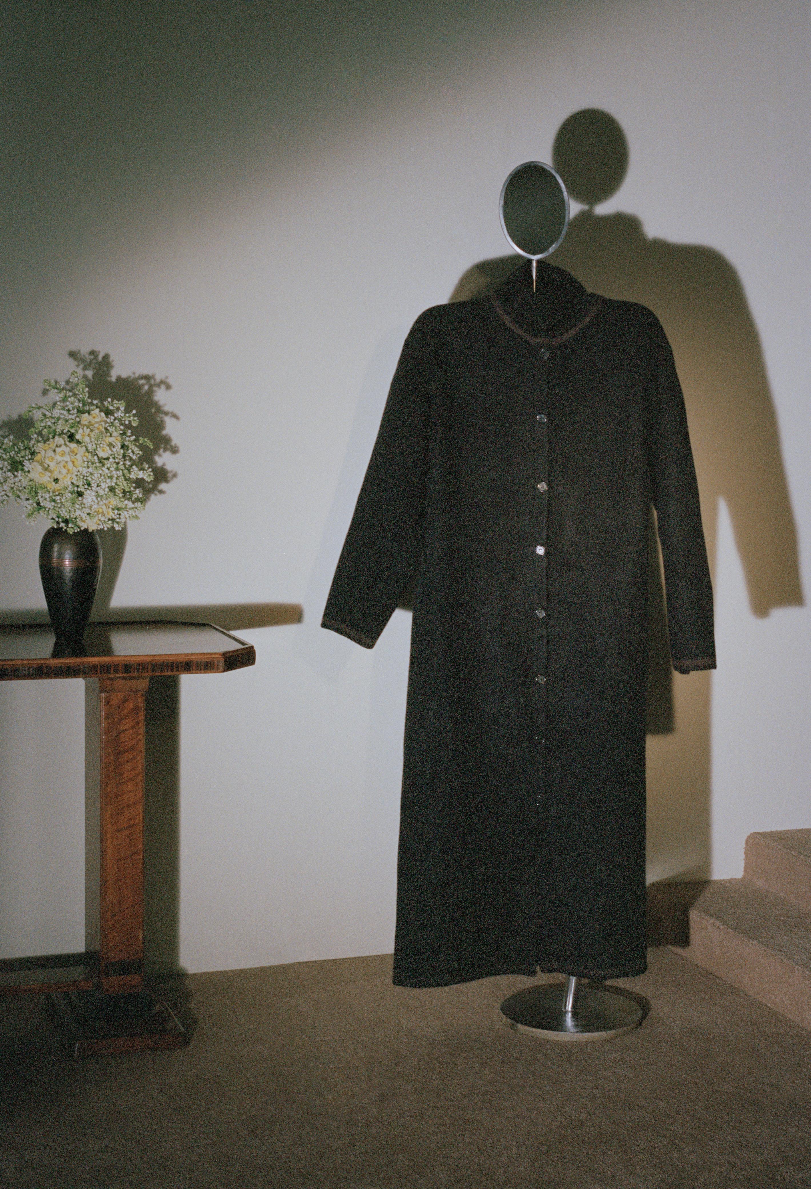 Long Black coat by Grey's Studio as part of consulting & fabrication project