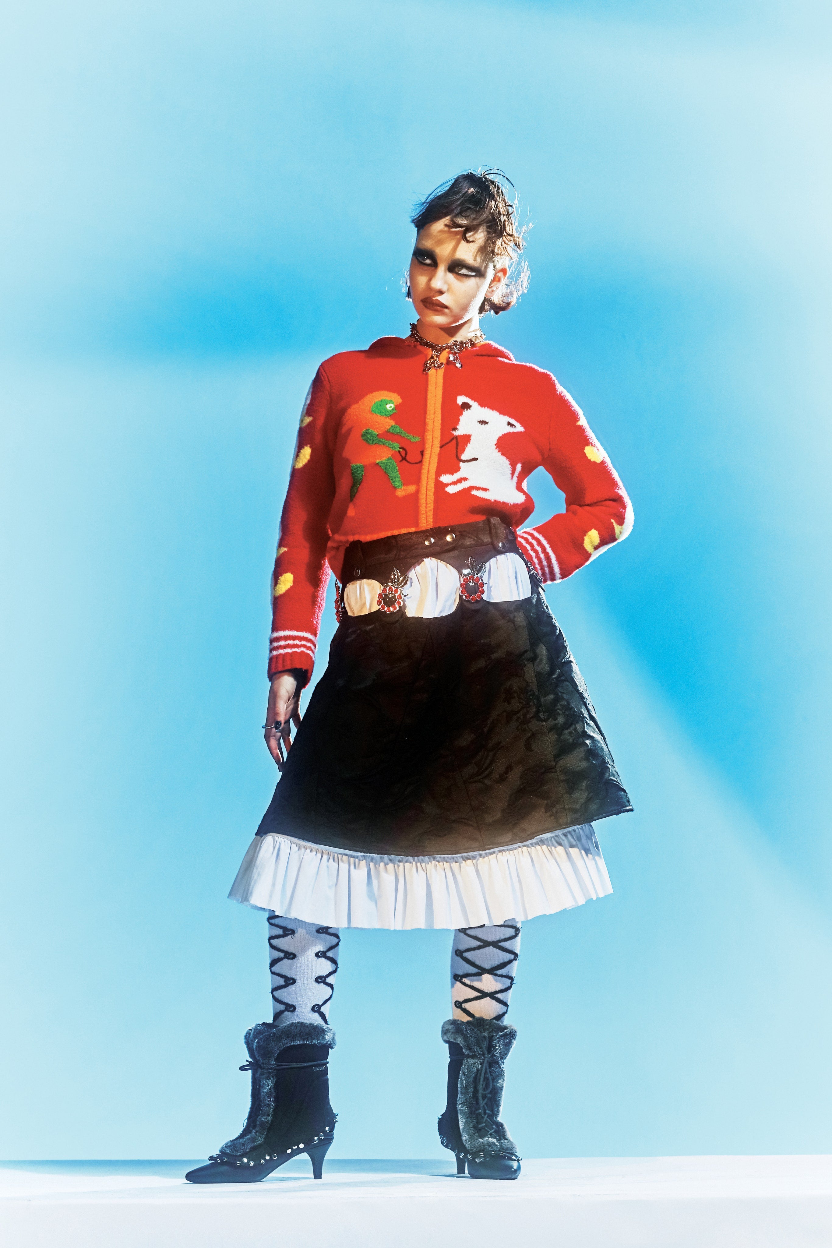 Bespoke knitwear zip cardigan for Chopova Lowena