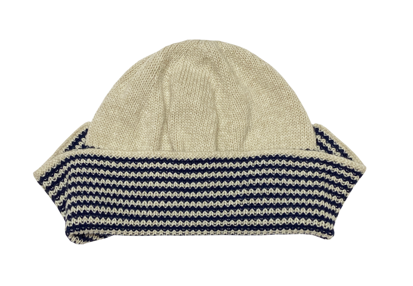 Flap hat in oatmeal & navy