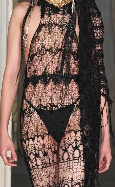 Close up of Beaded lace gown