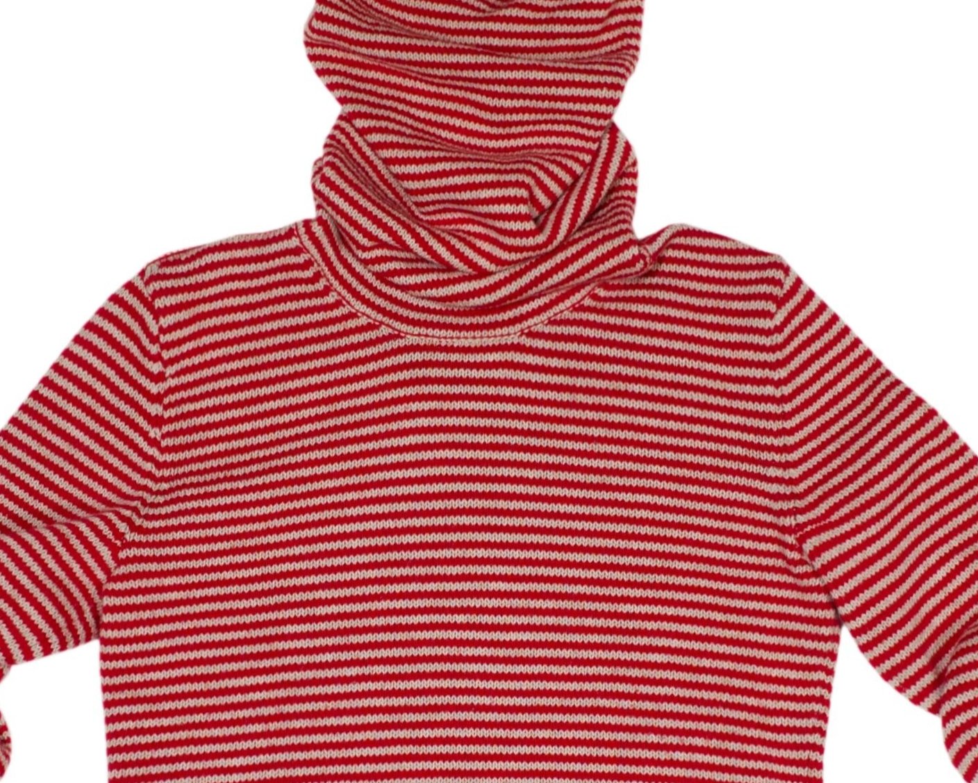 Close up of horizontal stripes in red & oatmeal