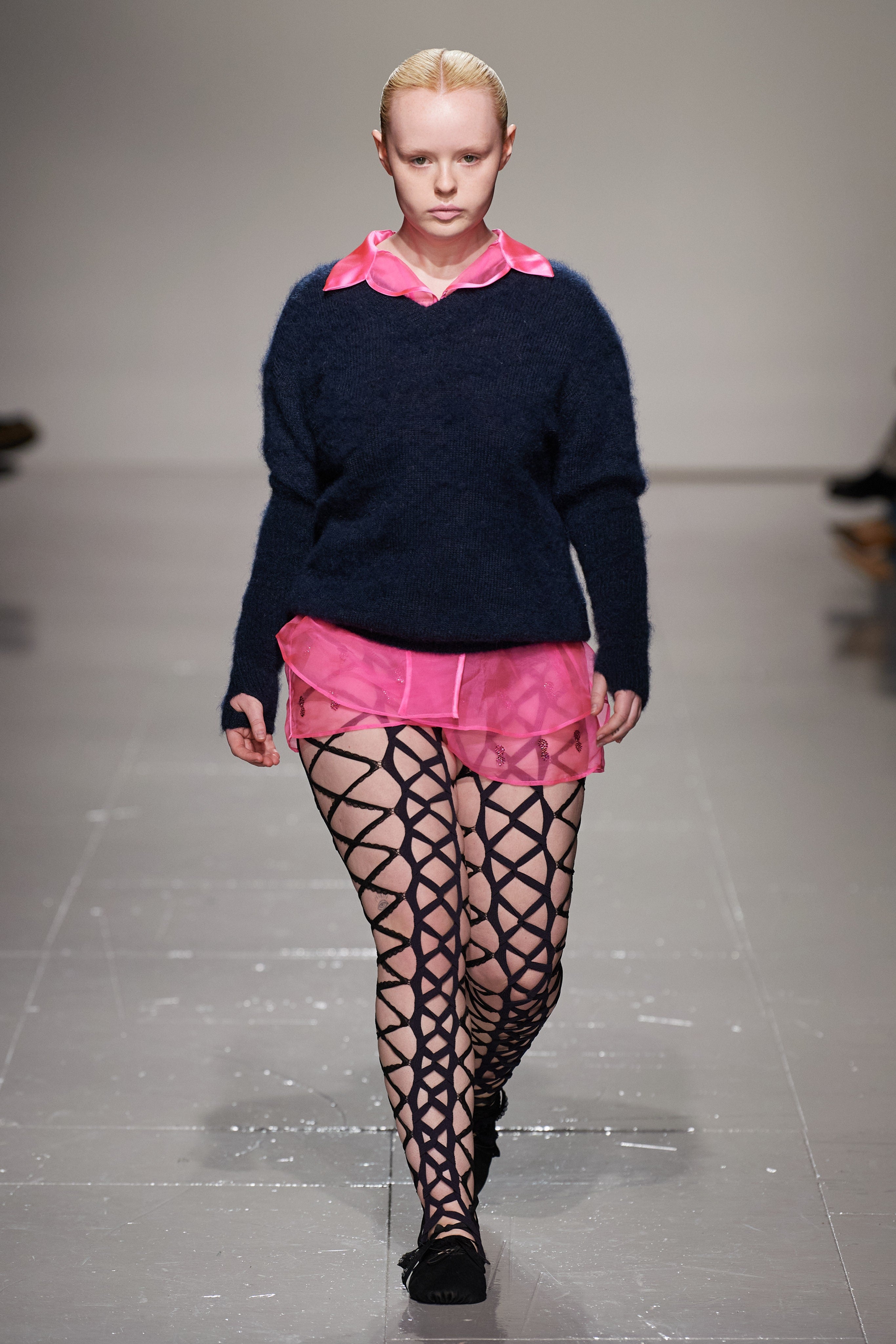 Shibari Tights for Sinead O'Dwyer.
Rib knit stretch Lace trim and cut-outs throughout