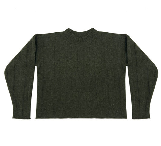 Wide-rib sweater in seaweed