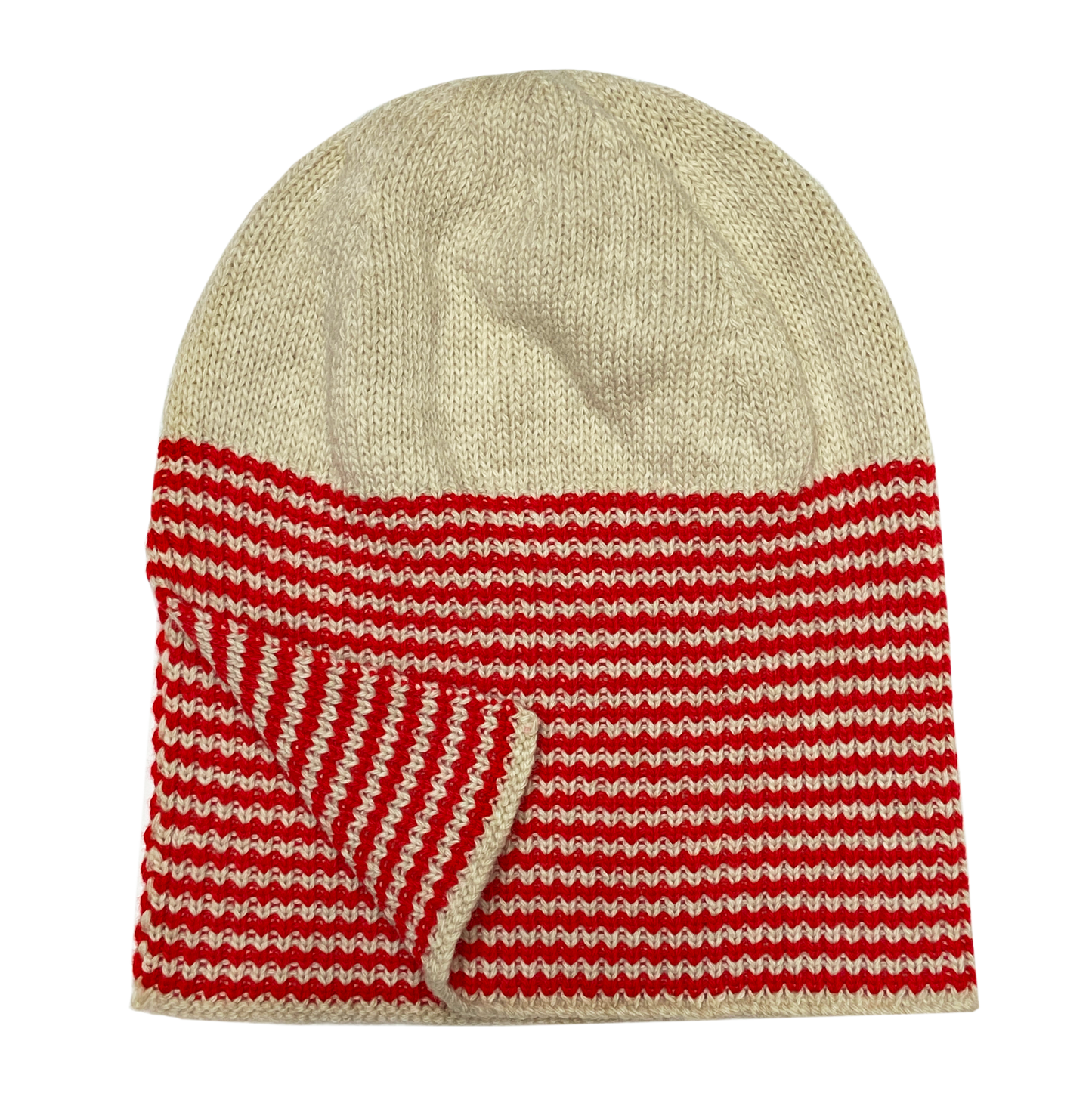 Flap hat in red & oatmeal