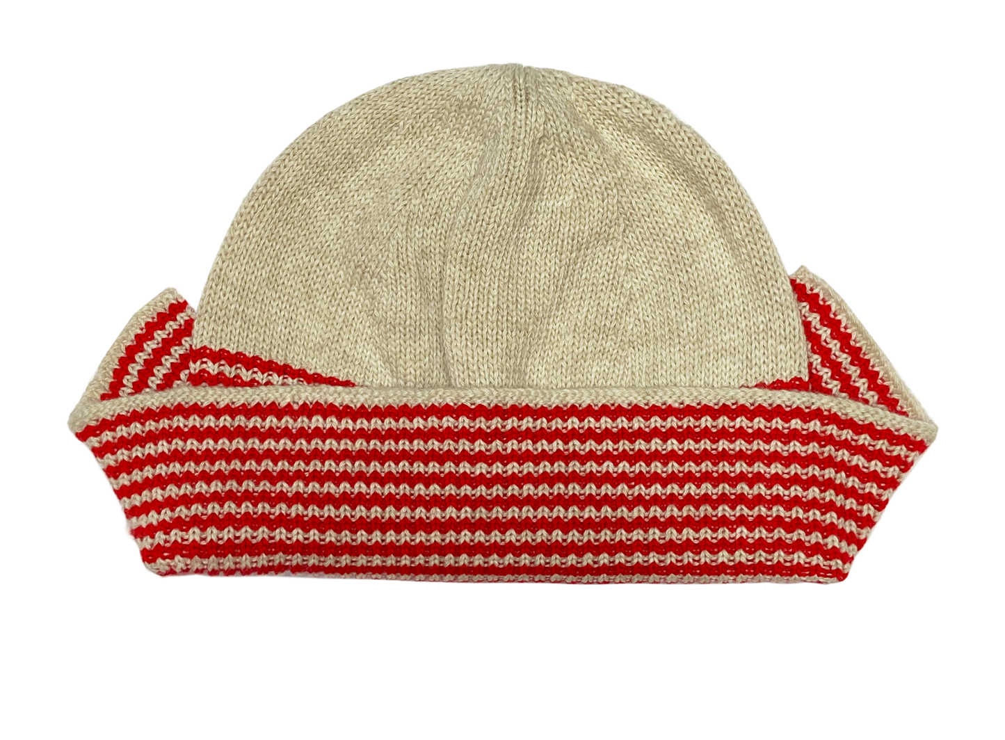 Flap hat in oatmeal & red