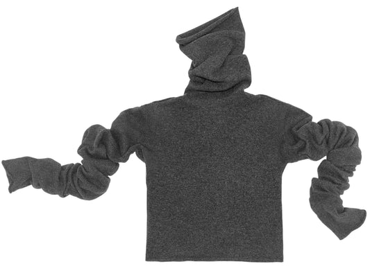 Double Snood top in mid-grey