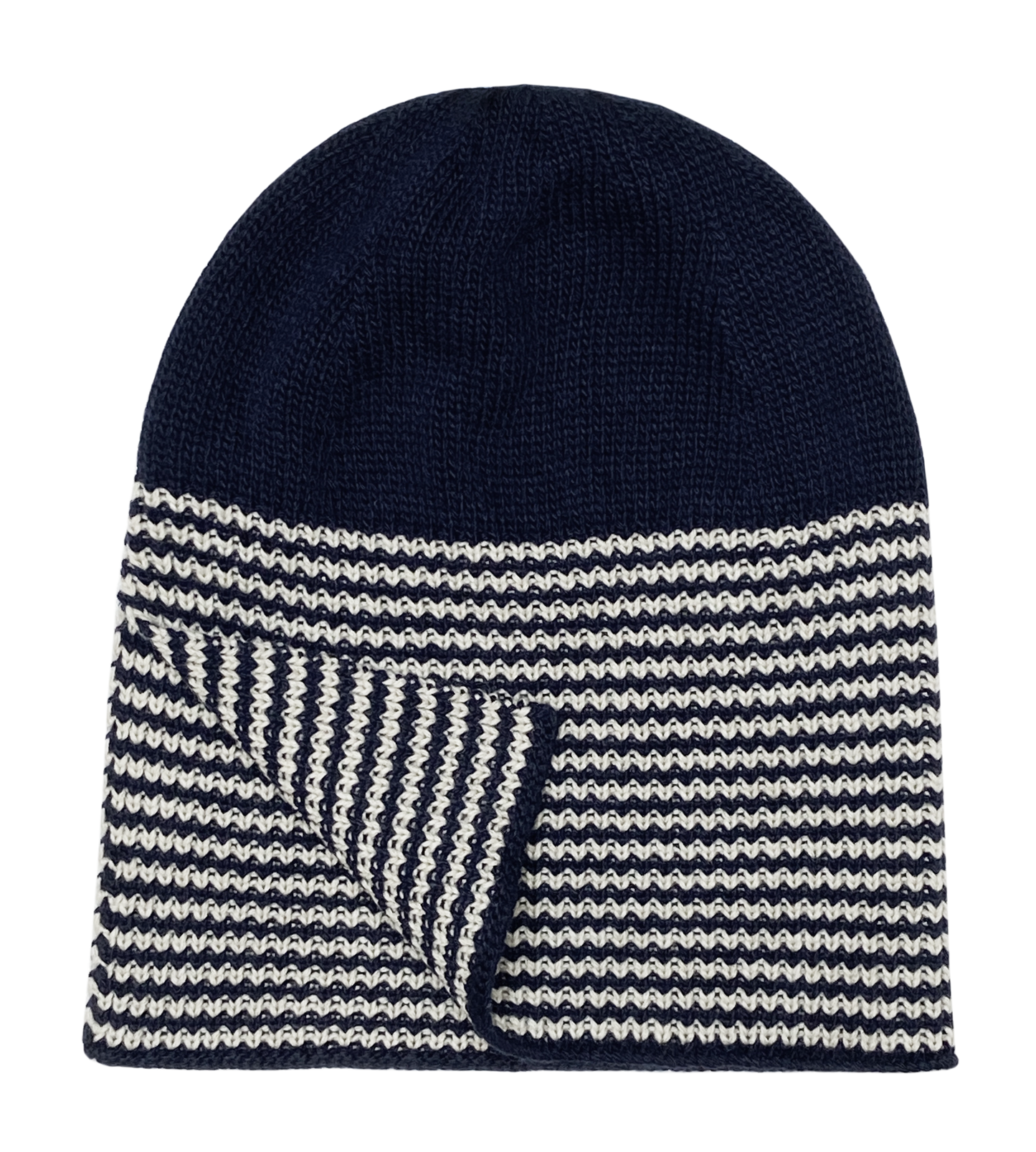 Flap hat in navy & ecru